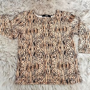 VTG Anne Klein Sport soft snake print fabric 3/4 sleeve stretch women small top
